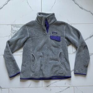 Patagonia Nickel Gray X-Dye Concord Purple Re Tool Snap T Fleece Jacket Small